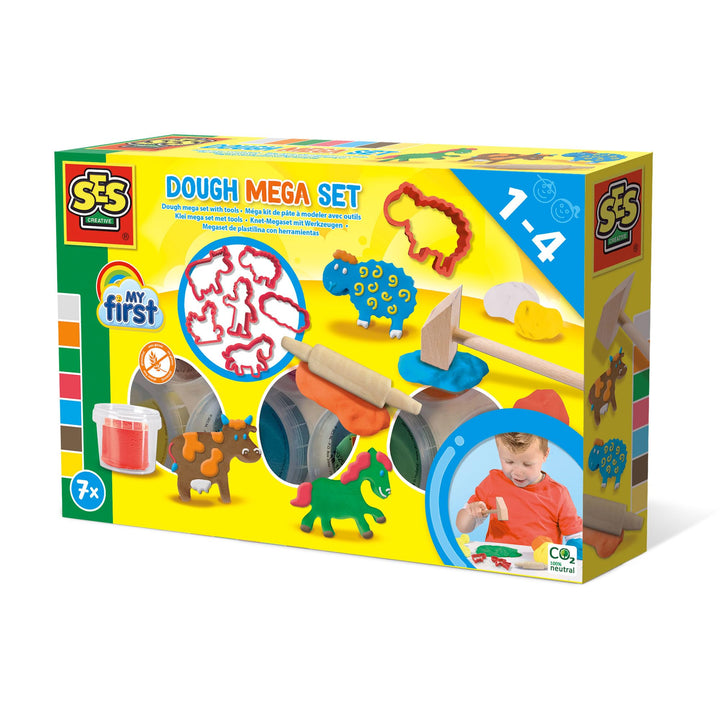 SES Creative | Set Mein erstes Mega-Tierknetset für Kinder | Kreative Kunstspiele für Babys | Komple