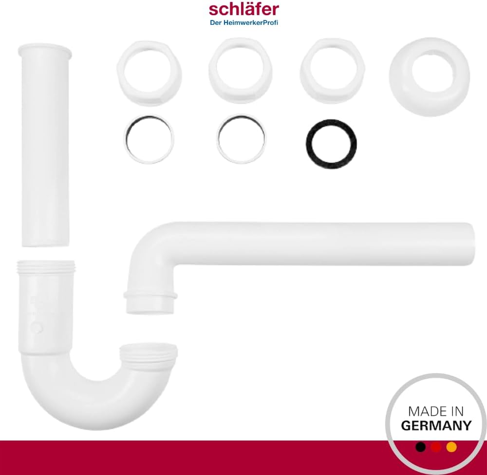 Schläfer 4395101 | S-förmiger Siphon für Waschbecken, Spülbecken und Wäschespüle, Universalanschluss