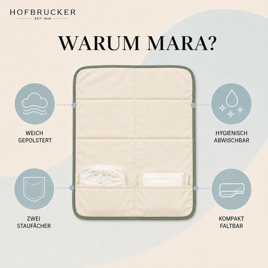 Hofbrucker® Windeltasche, Wickeltasche mit Wickelunterlage für unterwegs, faltbare Wickelclutch mit