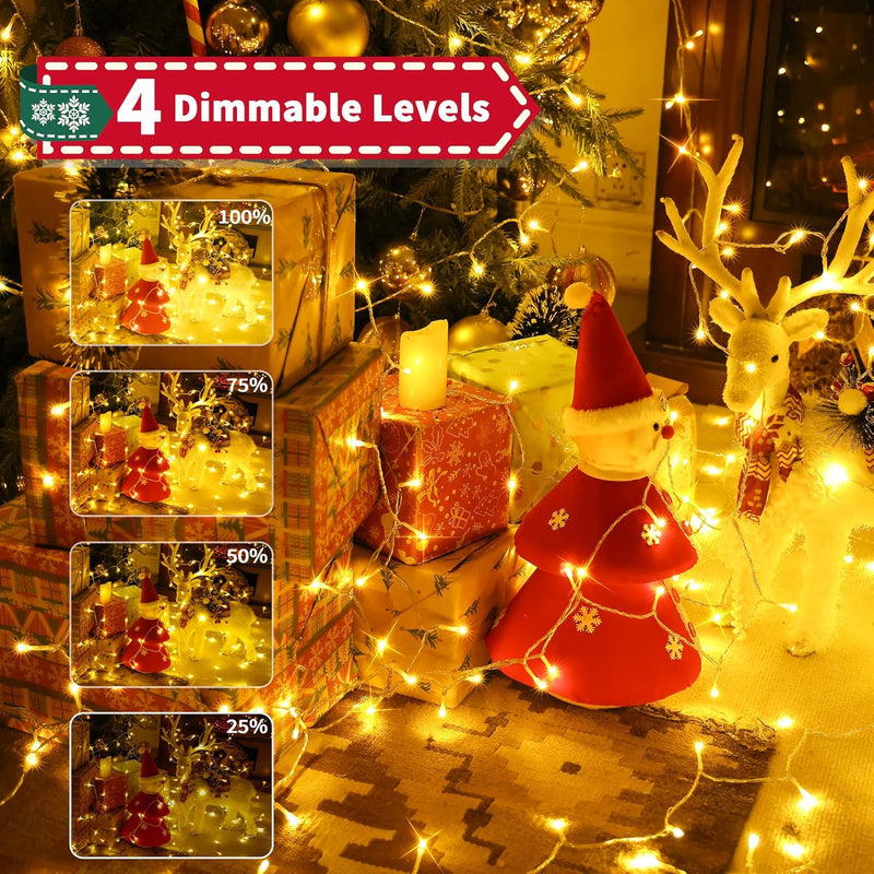 Auriostar Lichterkette Aussen 20M 200 LED - Lichterkette Weihnachtsbaum Innen 8 Modi mit Fernbedienu