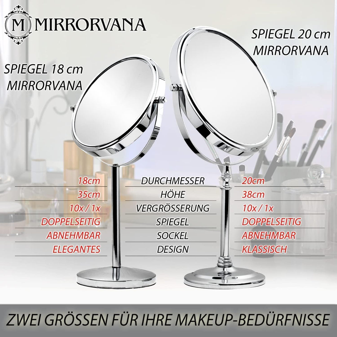 Kosmetikspiegel 10fach, Tischspiegel, Doppelseitiger Vergrösserungsspiegel für Bad, Schminkspiegel m