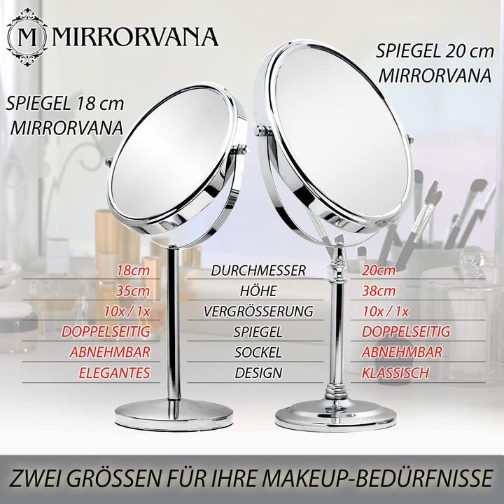 Kosmetikspiegel 10fach, Tischspiegel, Doppelseitiger Vergrösserungsspiegel für Bad, Schminkspiegel m