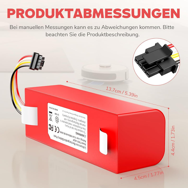 14.4V 6900mAh Ersatz Akku für Xiaomi Roborock S4 S5 S6 S7 S8 S50 S51 S52 S53 S55 S502 Max/MaxV/MaxV