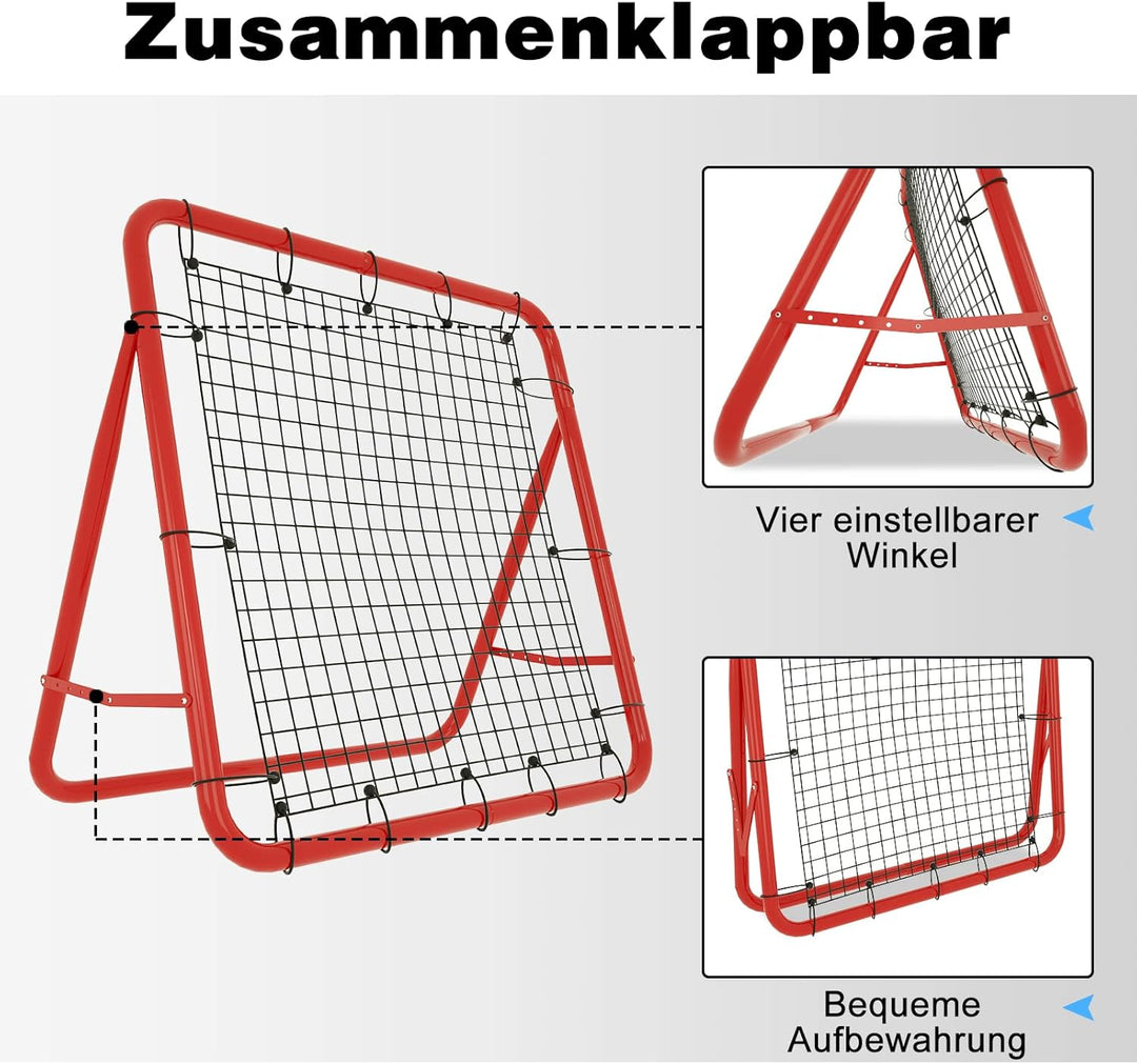 Fussball Rebounder Netz Fussball Tor Rückprallwand Netz Faltbar Kicker Fussballtor, 4 Verstellbare S