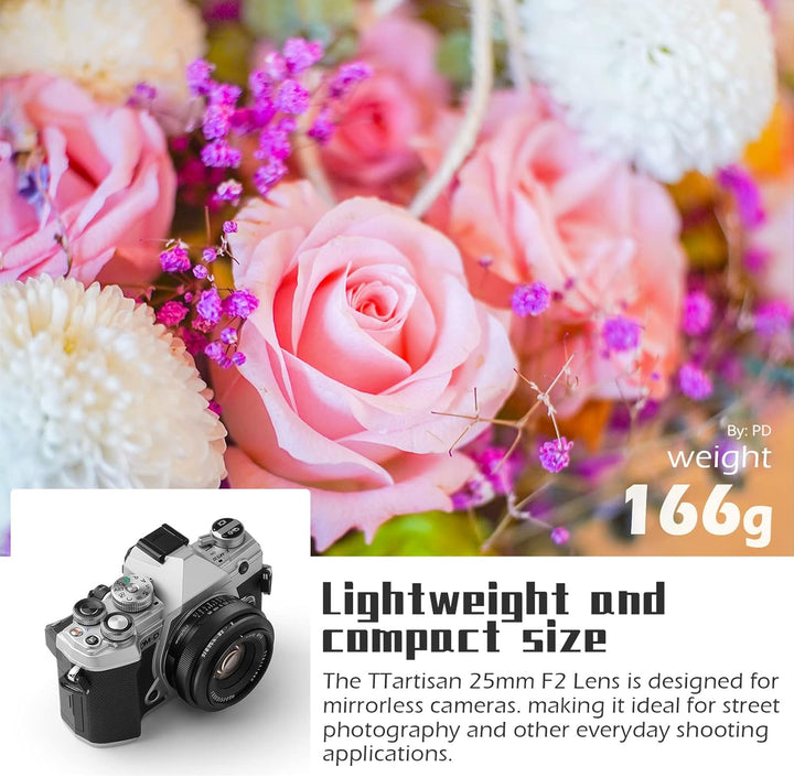 TTARTISAN 25mm F2 APS-C Objektiv, Kompatibel mit MFT M4/3 Mount Mirrorless Kamera epm1 emp2 E-PL1 E-