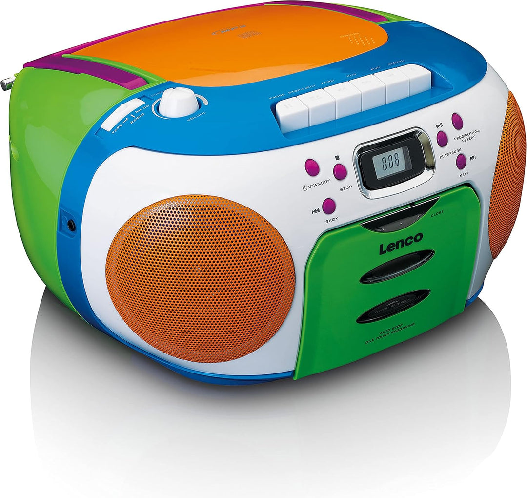 Lenco SCD-971 -Kinderradio - Kassettenradio mit CD - CD-Radio - Kassettenplayer - Stereo Lautspreche