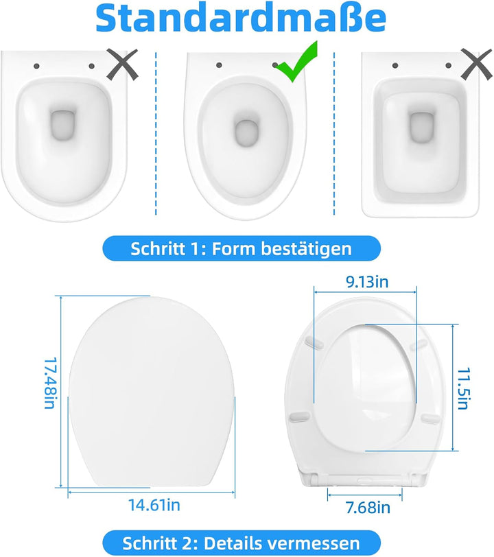 WC Sitz Mit Absenkautomatik [Verbesserte Version],Toilettendeckel 0-Form Hochwertige Und Stabile Ant