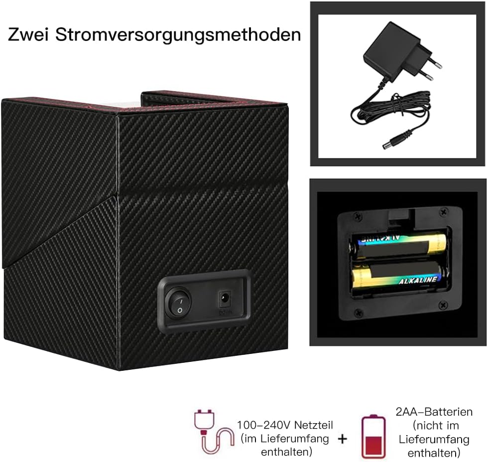 Automatische Uhrenbeweger Box,luxuriöser Uhrenbeweger,Uhrengehäuse mit leisem Mabuchi Motor,Batterie