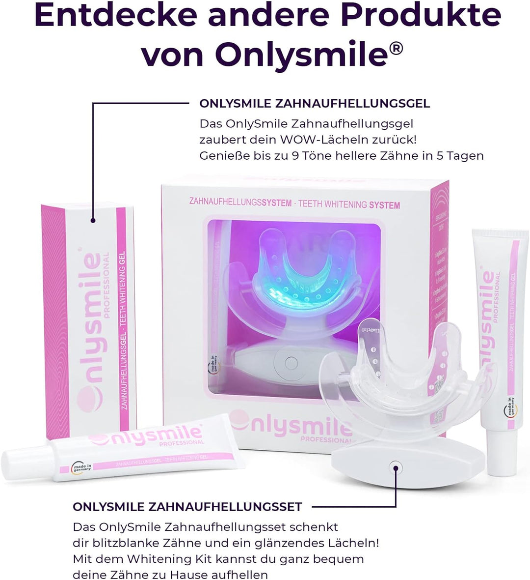 Onlysmile Teeth Whitening Pulver für weisse Zähne | Zahnaufhellung und Bleaching Pulver mit sichtbar