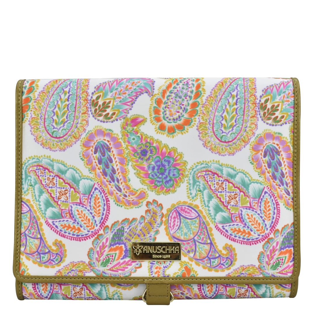 Anuschka Reise Organizer Mappe - Wanderlust Kollektion - Nylonstoff mit Leder Trim und Kunstdruck Bo