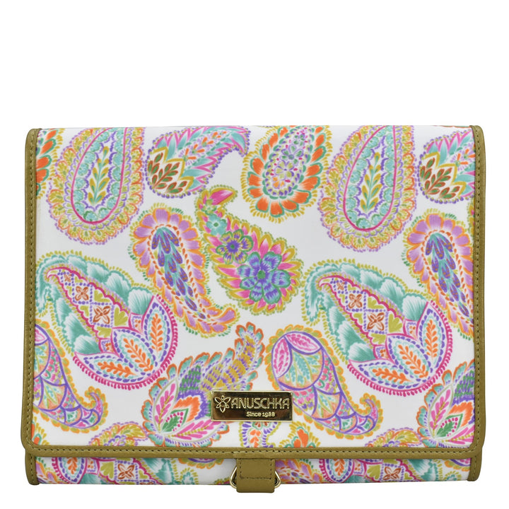 Anuschka Reise Organizer Mappe - Wanderlust Kollektion - Nylonstoff mit Leder Trim und Kunstdruck Bo