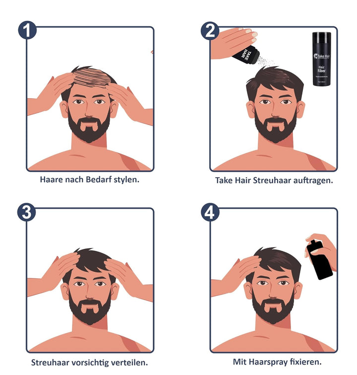 Take Hair Streuhaar für Männer I Hält bei Regen und Wind I 25g Schütthaar zur Haarverdichtung I Hair