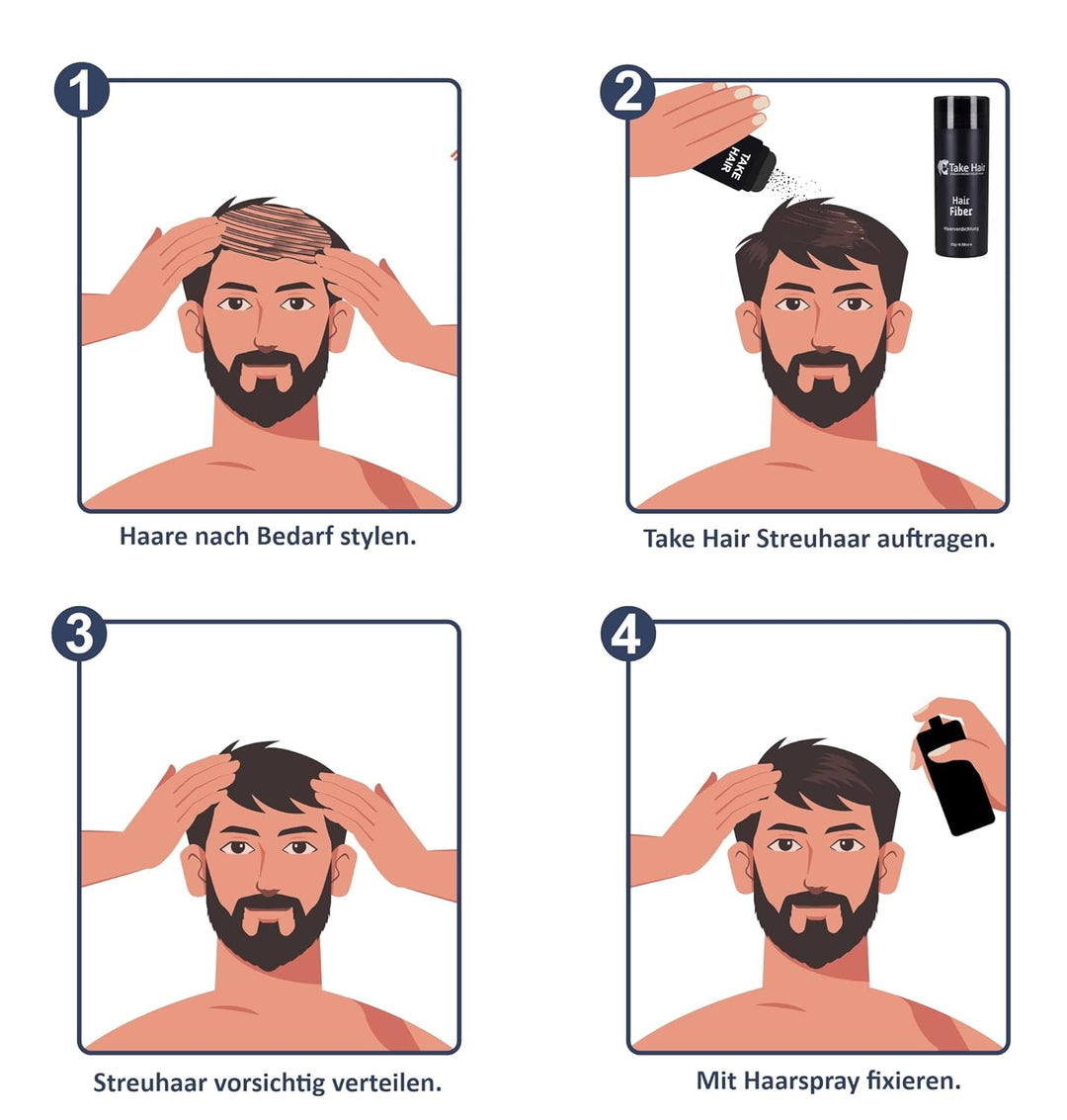 Take Hair Streuhaar für Männer I Hält bei Regen und Wind I 25g Schütthaar zur Haarverdichtung I Hair