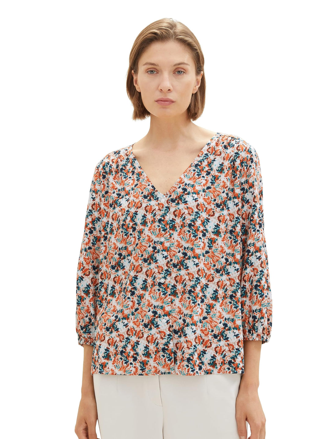 TOM TAILOR Damen Bluse mit Muster 42 32369-small Grey Tie Dye Floral, 42 32369-small Grey Tie Dye Fl