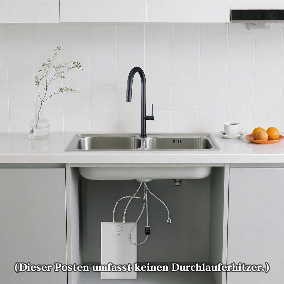 Niederdruck Armatur Küche Schwarz, Wasserhahn Küche 2 Strahlarten,360° Drehbar Niederdruck Küchenarm