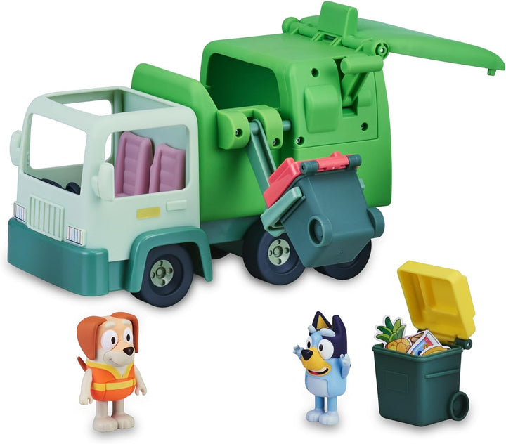Bluey - Müllwagen, Spielzeug-LKW Zeichnung Serie, Welpen Figur und Zubehör, Lernspiel über Recycling