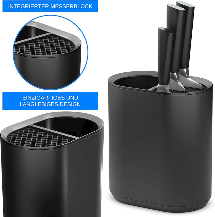 Messerblock ohne Messer und Utensilienhalter Küche, Behälter für Küchenutensilien, Küchenhelfer Aufb