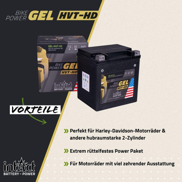 intAct - Gel HVT-02 MOTORRADBATTERIE - Motorrad Batterie Perfekt für Harley Davidson & andere hubrau