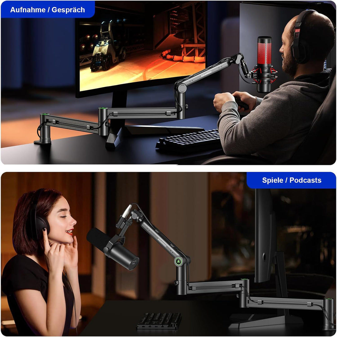 Mikrofon Arm,Aokeo AK-58i Niedriges Profil Mikrofon Ständer Arm für HyperX QuadCast,SoloCast,Elgato