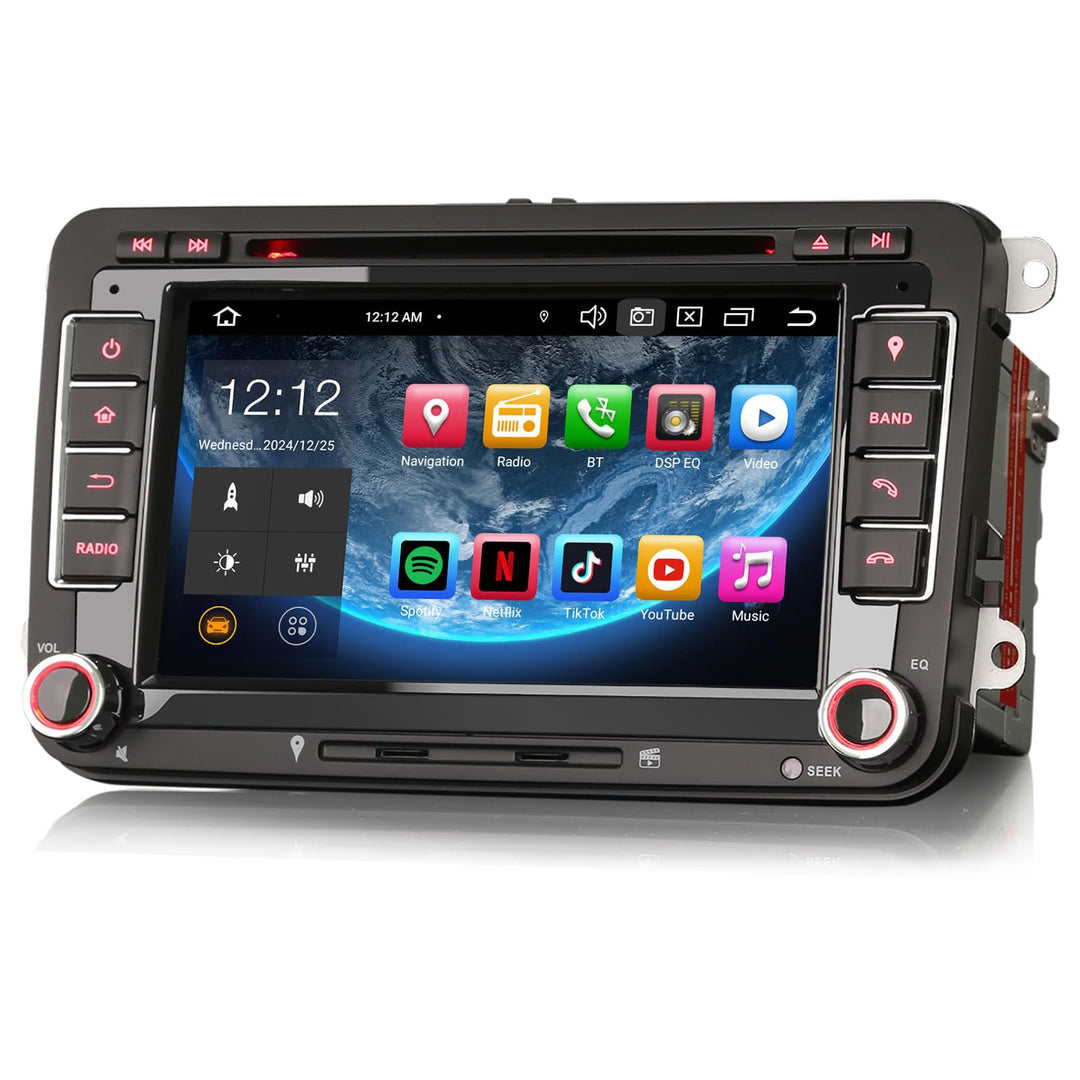 Erisin 7 Zoll 8-Kern 4GB+64GB Android 12 Autoradio mit GPS Navi Für VW Golf 5 Golf 6 T5 Touran Polo