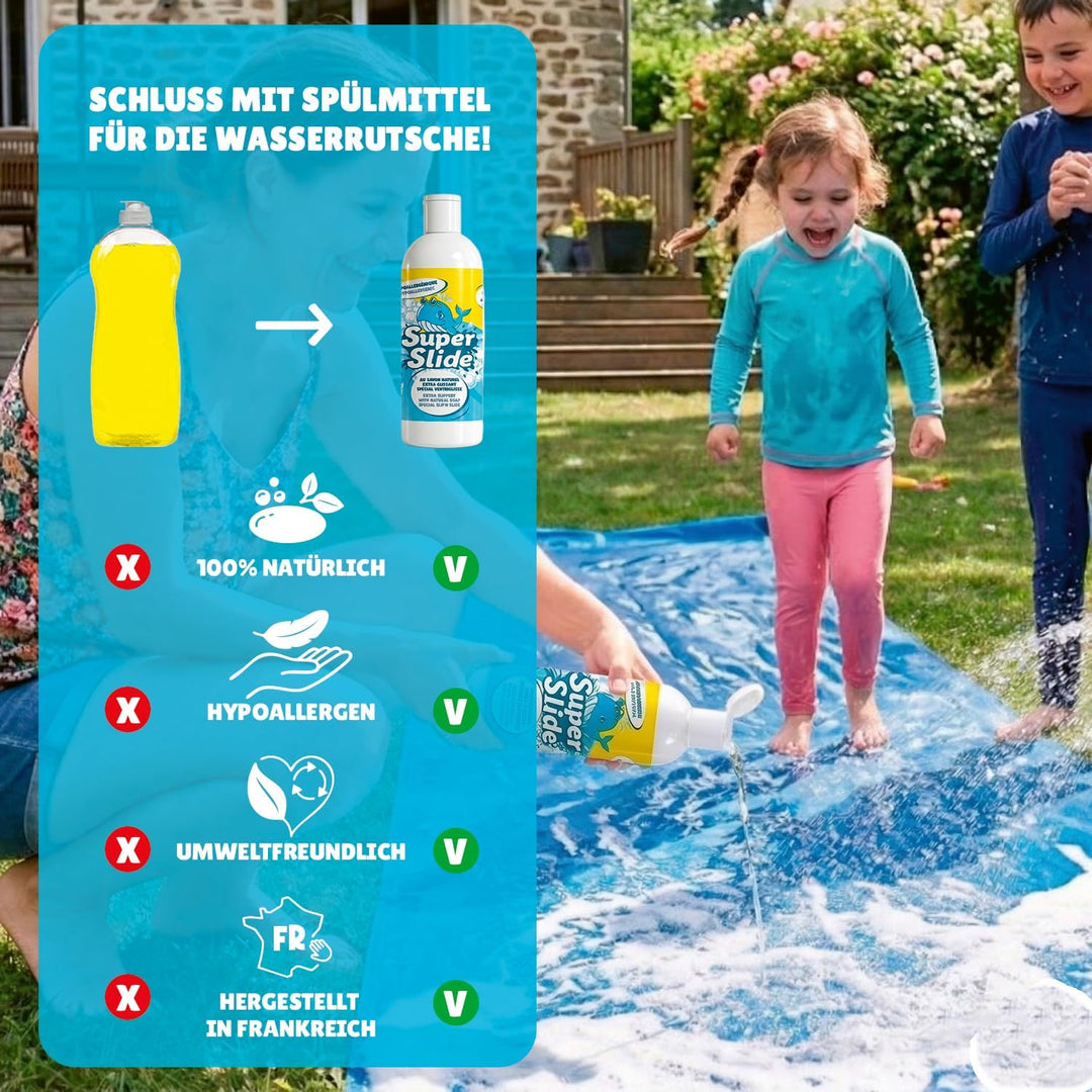 Super Slide® Naturseife Extra Rutschig 1L | Special Wasserrutschmatte | Naturseife | Hypoallergen |