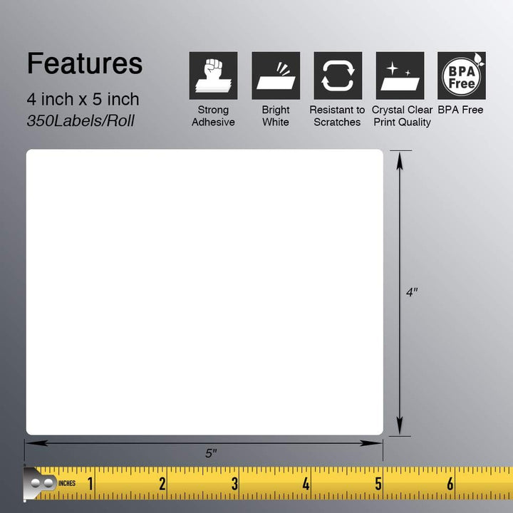 BETCKEY - 102mm x 127mm(4 in x 5 in) Perforierte Grosse Versandart Mehrzweck Thermoetiketten Kompati