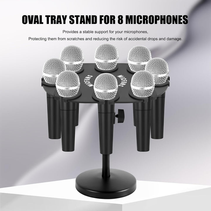 TM100 Multi-Mikrofonhalter für Mikrofonständer – quadratischer Tablett-Aufsatz hält bis zu 8 Mikrofo
