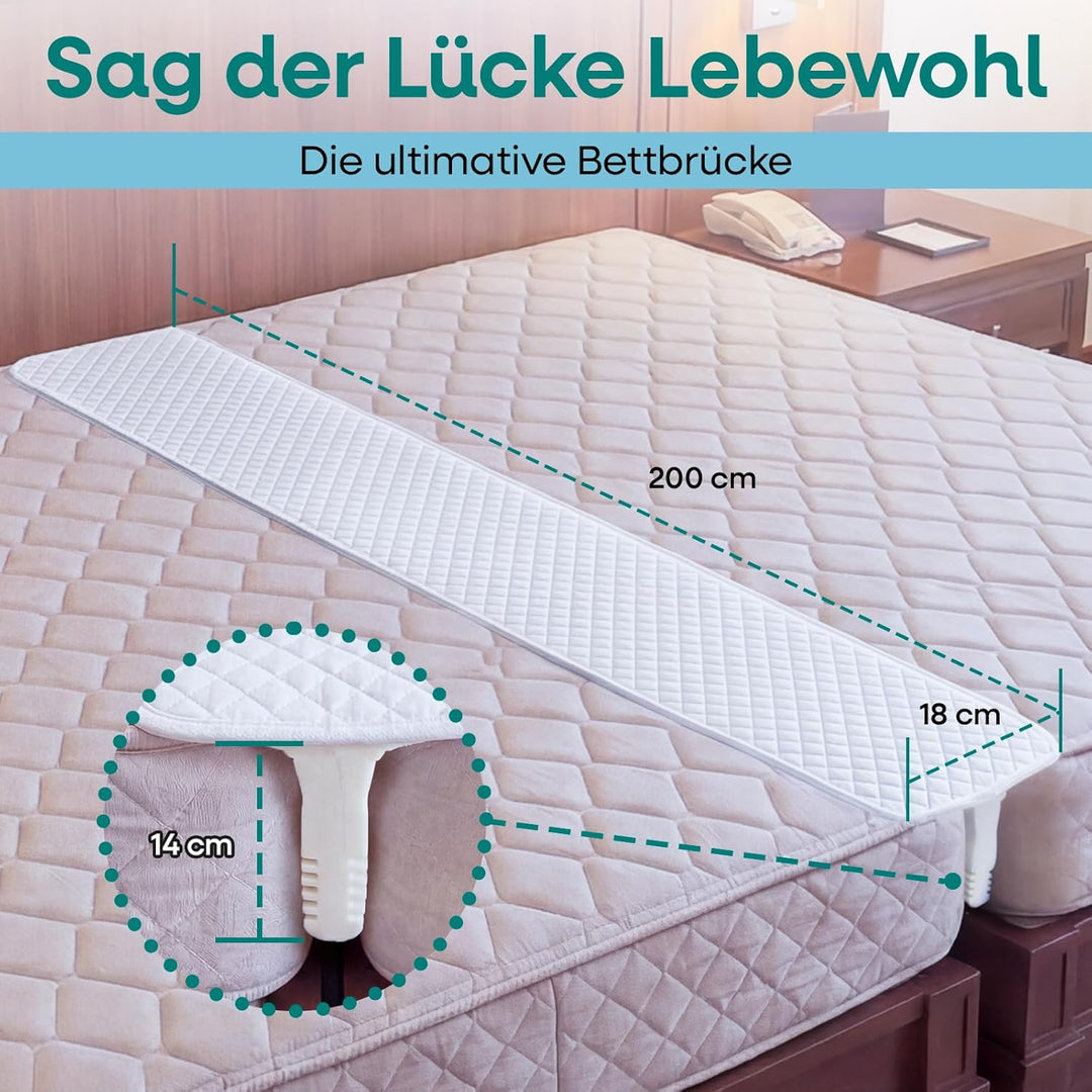 ZENO Liebesbrücke für Split King & Lückenfüller - Twin zu King Bettverbinder - Premium High-Density