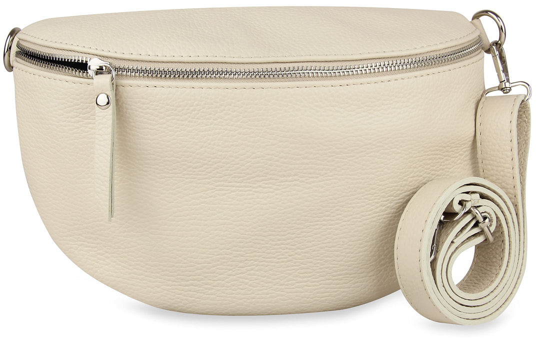 Frentree® Damen Echtleder Umhängetasche, Made in Italy, Crossbody Tasche Schultertasche mit silberne