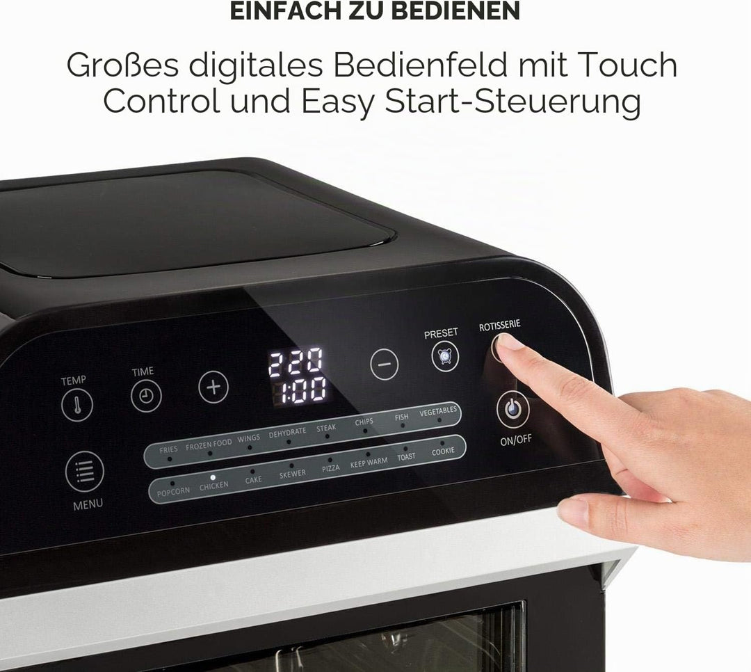 Klarstein AeroVital Cube - Heissluftfritteuse, Heissluftgarer, Airfryer ohne Öl, 50 bis 220 °C, Heis