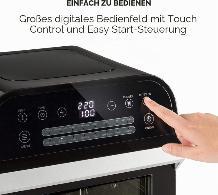 Klarstein AeroVital Cube - Heissluftfritteuse, Heissluftgarer, Airfryer ohne Öl, 50 bis 220 °C, Heis