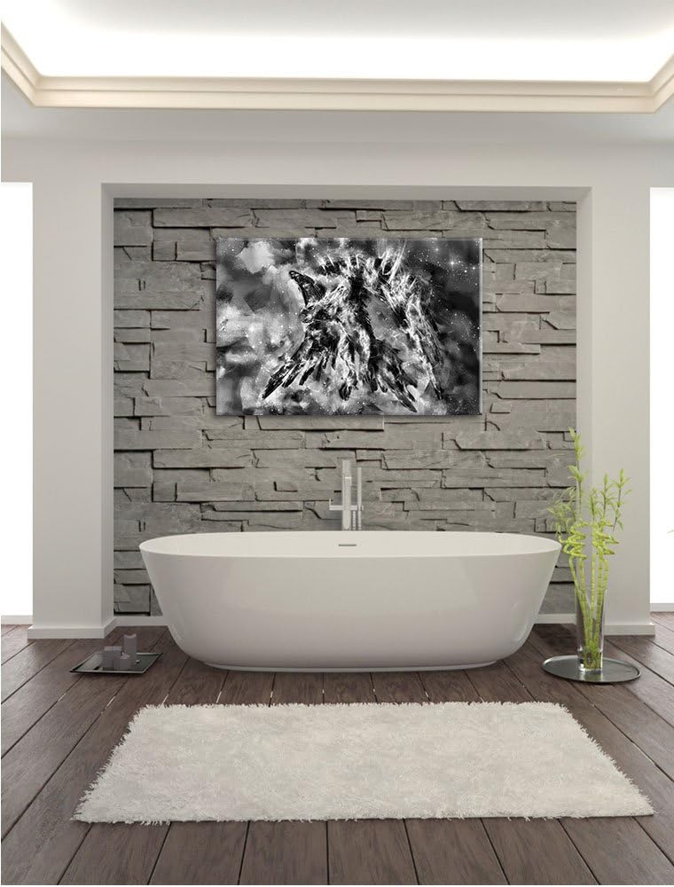 Monocrome, Feuriger Adler, Format: 100x70 auf Leinwand, XXL riesige Bilder fertig gerahmt mit Keilra