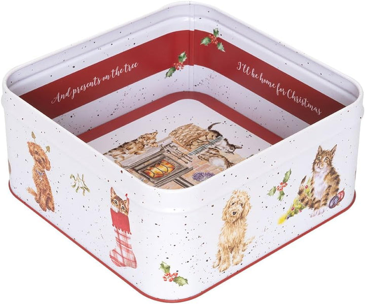 Wrendale Designs Country Kitchen' Weihnachtsdose mit Hund und Katze, quadratisch
