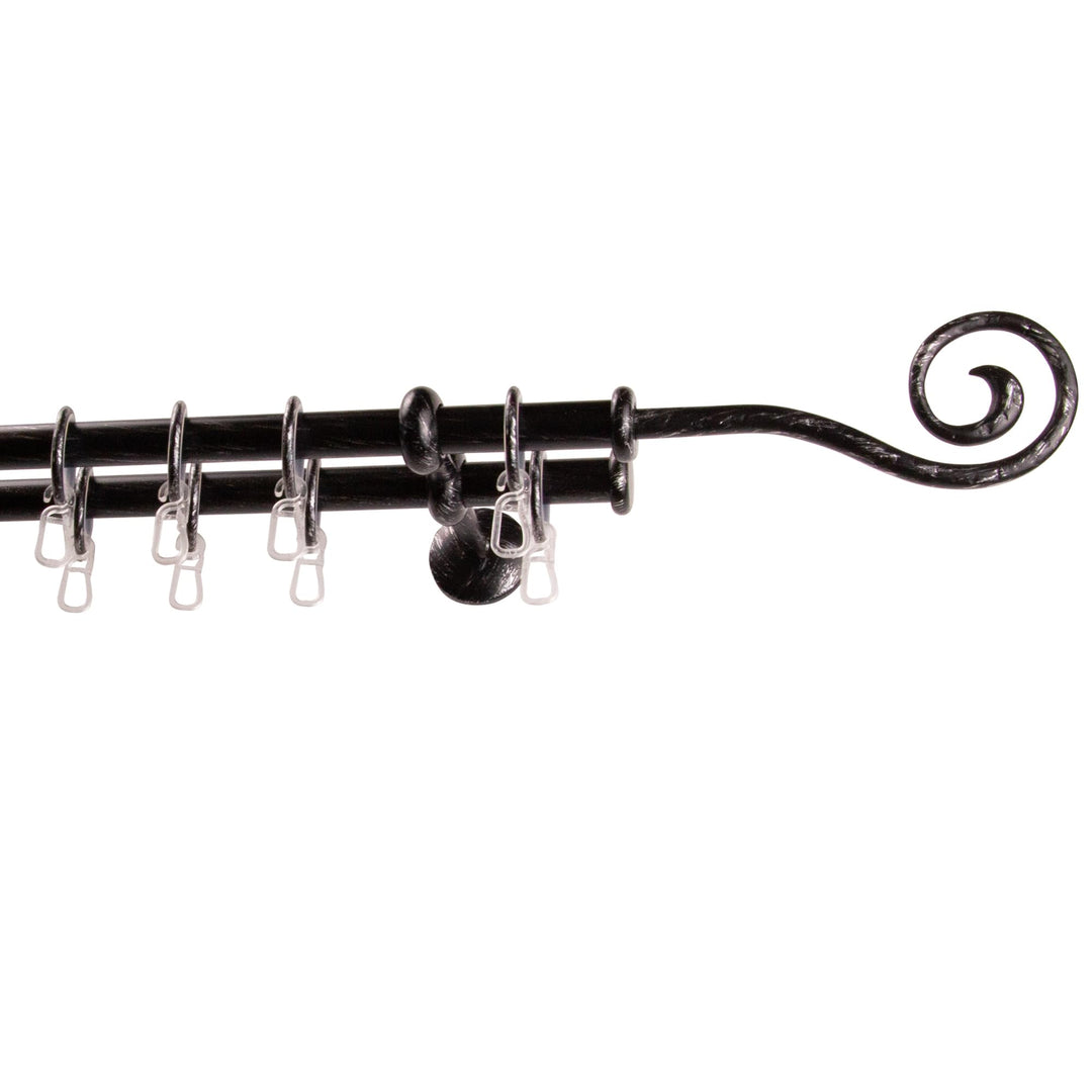 Garesa Gardinenstange Esperanca Ø 16mm, 2-läufig, Schwarz/Silber I Rustikale Vorhangstange inkl. Rin