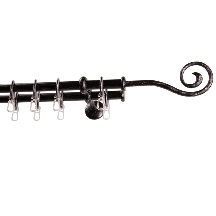 Garesa Gardinenstange Esperanca Ø 16mm, 2-läufig, Schwarz/Silber I Rustikale Vorhangstange inkl. Rin