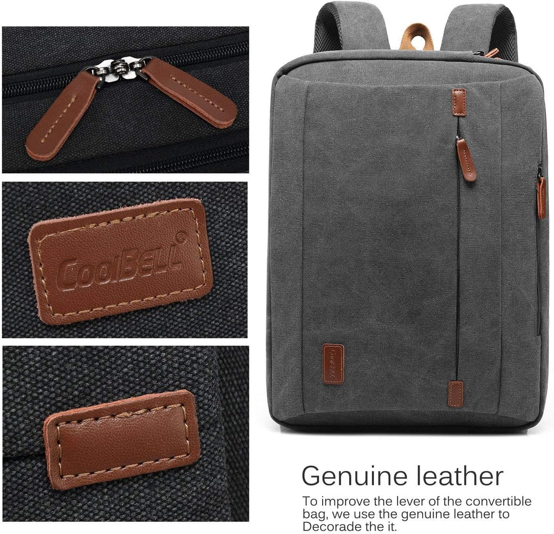 CoolBELL 17,3 Zoll umwandelbar Laptop Tasche/Rucksack Messenger Bag Canvas Umhängetasche Business Ba