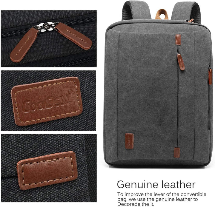 CoolBELL 17,3 Zoll umwandelbar Laptop Tasche/Rucksack Messenger Bag Canvas Umhängetasche Business Ba