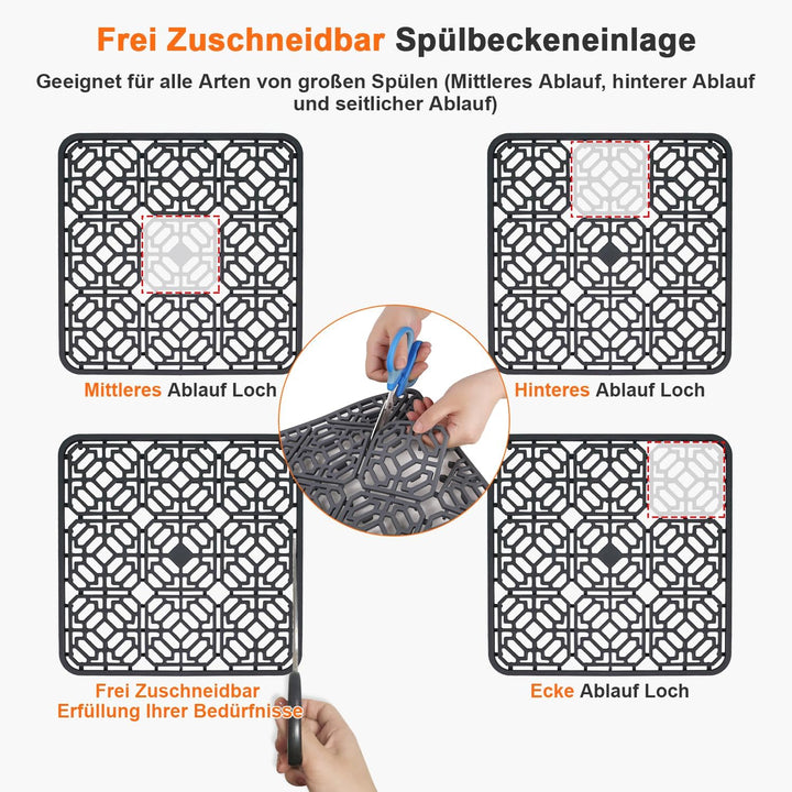 Silikon Spülbeckenmatte, 2 PCS Spülbeckeneinlage zuschneidbar 30 x 30cm, Spülbeckenschutz Zusammenkl
