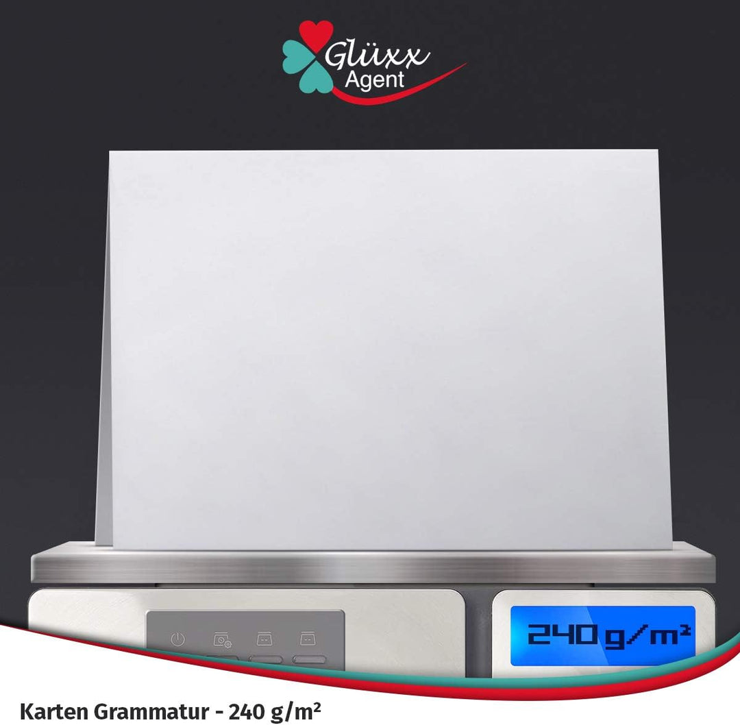 100 Doppelkarten Set mit Umschlag DIN A6 Weiss - 14,8 x 21,0 cm offen - 240 g/m² - passende Briefums
