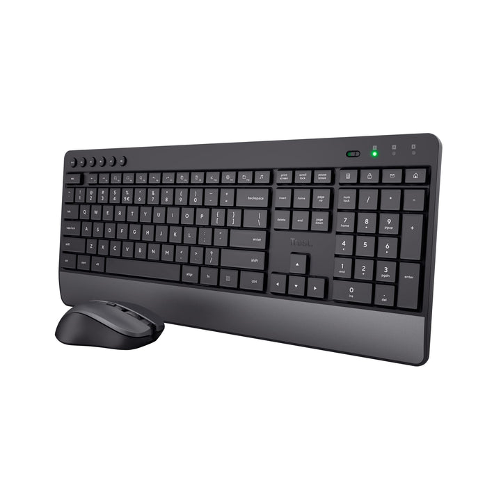 Trust Trezo Tastatur Maus Set Kabellos, NL/US QWERTY Layout, Nachhaltiges Design, Leise und Ergonomi