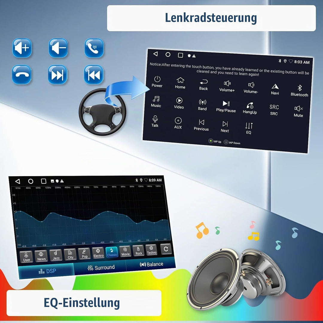 CAMECHO 2+64G 9 Zoll Android 13 Autoradio für Suzuki Splash Ritz/Opel Agila 2004-2014 mit Rückfahrka