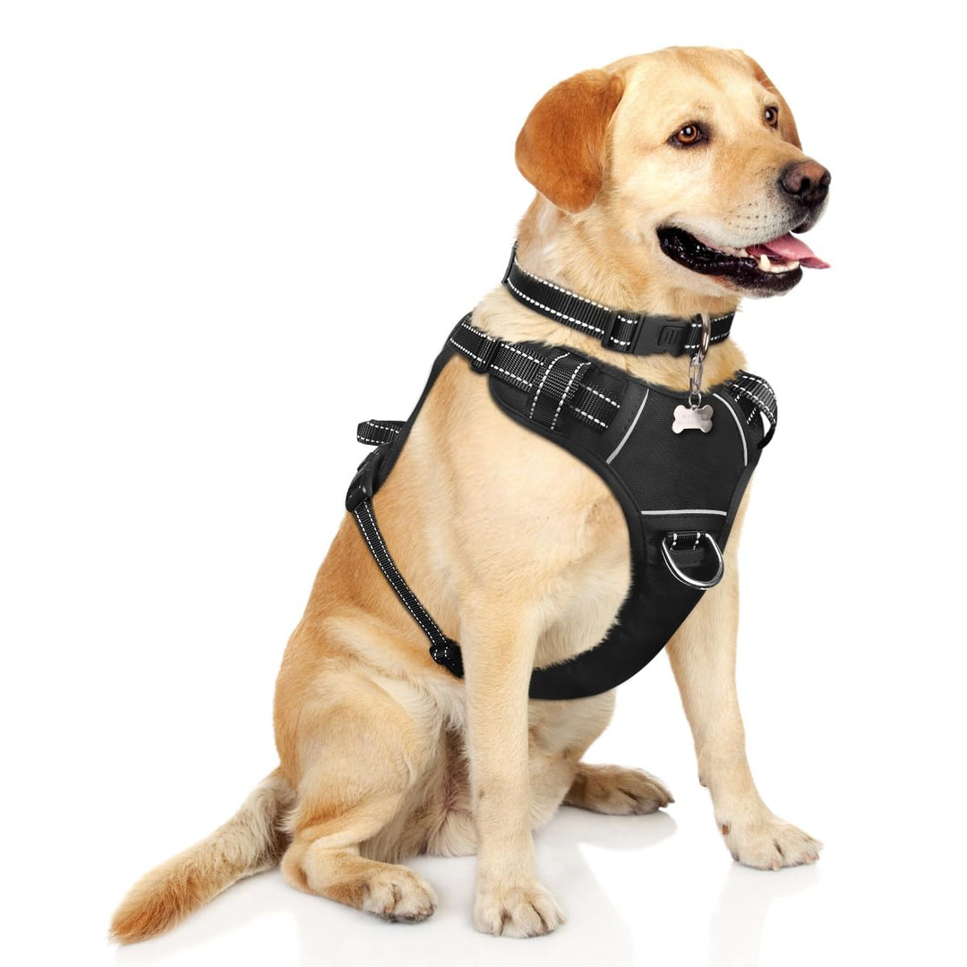 WINSEE Hundegeschirr, kein Ziehen, Haustiergeschirr mit Hundehalsband, verstellbare, reflektierende