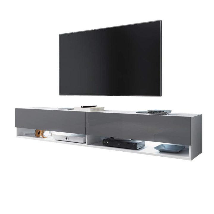 Selsey Wander – Fernsehschrank/Tv-Lowboard 100 Mit Led Weiss Matt/Grau Hochglanz mit Led, 100 Mit Le