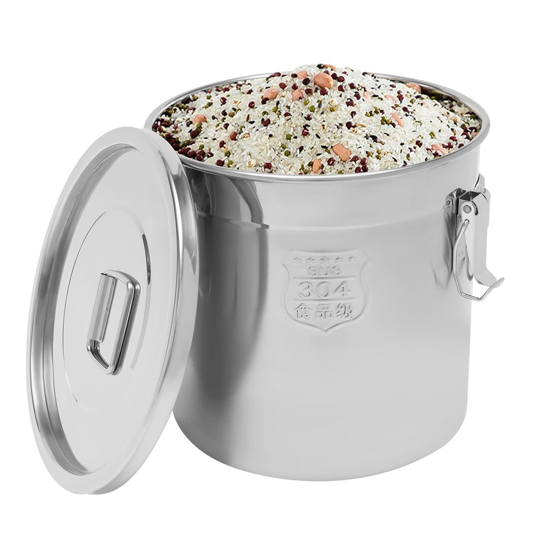 MccoMMon 21/33L Küche Edelstahl Müsli Eimer,Lebensmittel versiegelt Dosen,Küche Eimer,Mehl Eimer,Eim
