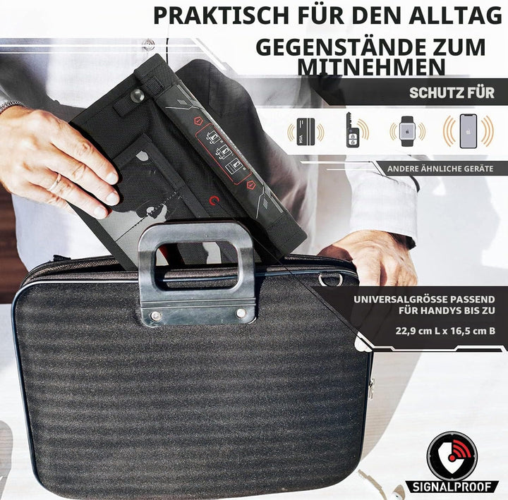 Mission Darkness NeoLok Faraday-Tasche mit Fenster für Telefone (+ sicherer Magnetverschluss und tra