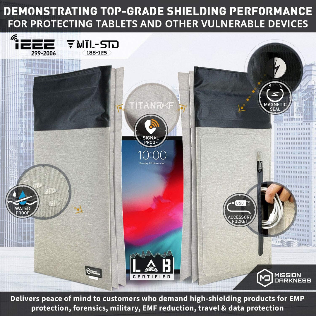 Mission Darkness Dry Shield Faraday Tablet-Hülle // wasserdichte Tasche mit HF-Abschirmung für Table