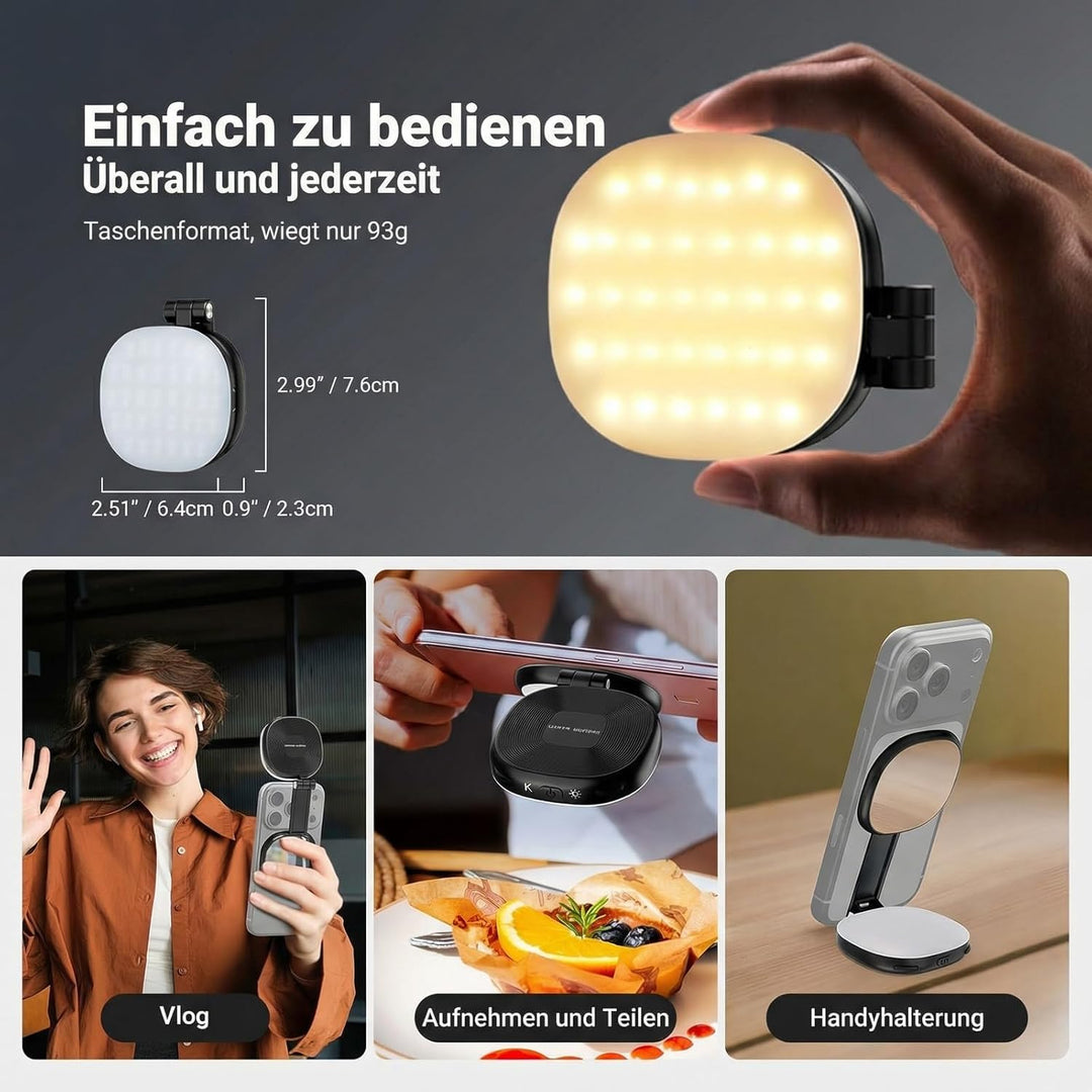 NEEWER Basics Magnetisches Selfie Licht Handy kompatibel mit MagSafe iPhone, 2W zweifarbiges kleines