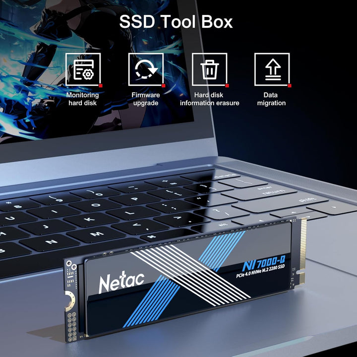 Netac NV7000-Q 1TB PCIe 4.0 Nvme SSD 1TB Internes Solid-State-Laufwerk bis zu 7100MB/s für PC Gamer