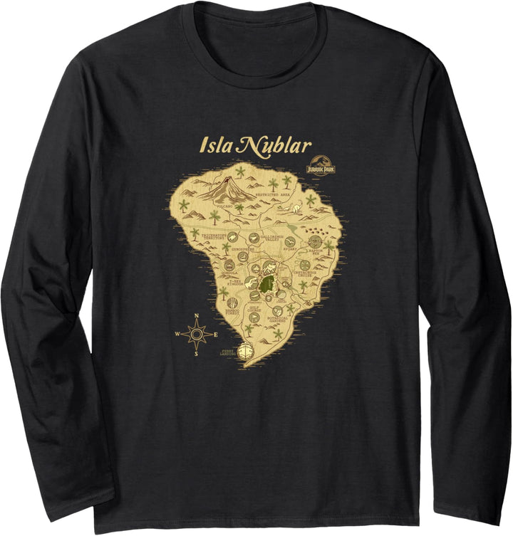 Jurassic Park Isla Nublar Map Langarmshirt