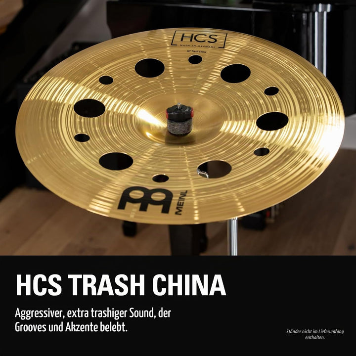 Meinl Cymbals HCS Trash China 18 Zoll (Video) Schlagzeug Becken mit Löchern (45,72cm) Messing, Tradi